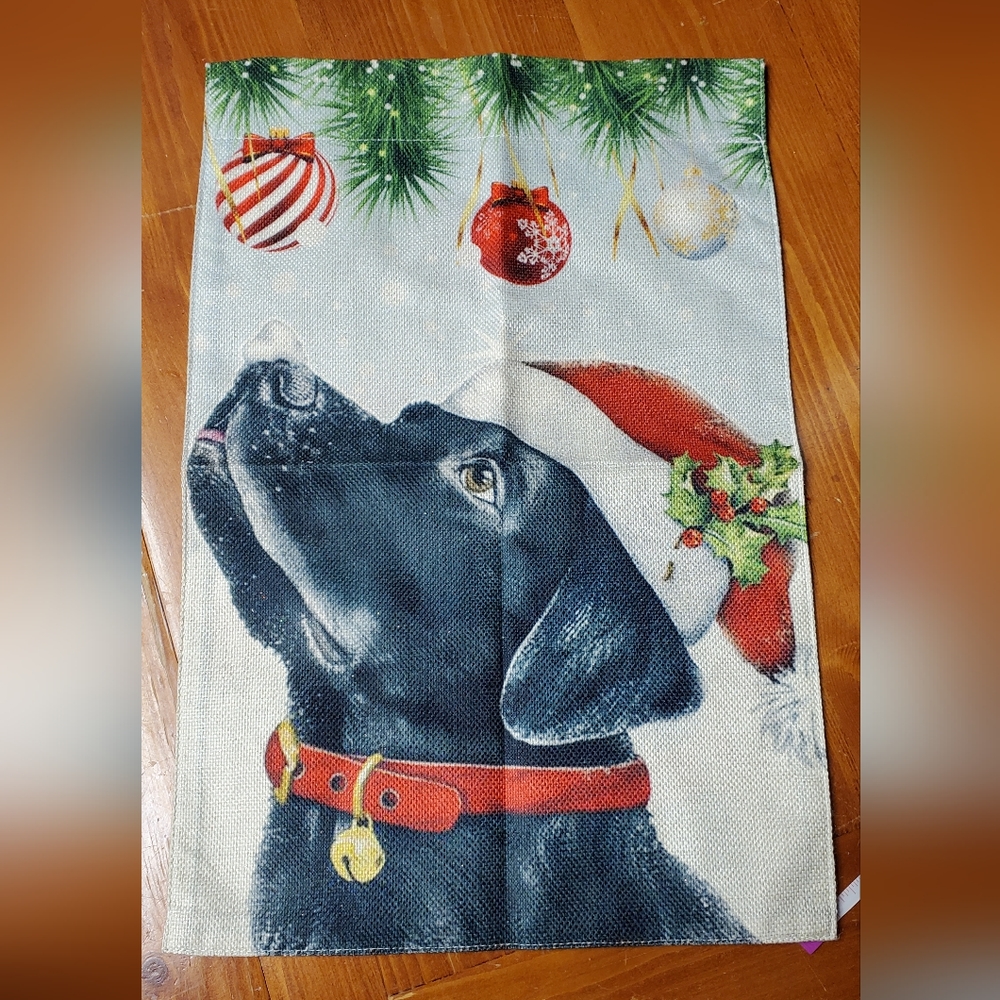 Free With $25 Purchase Christmas Black Lab Retriever Dog 12"x18" Garden Flag